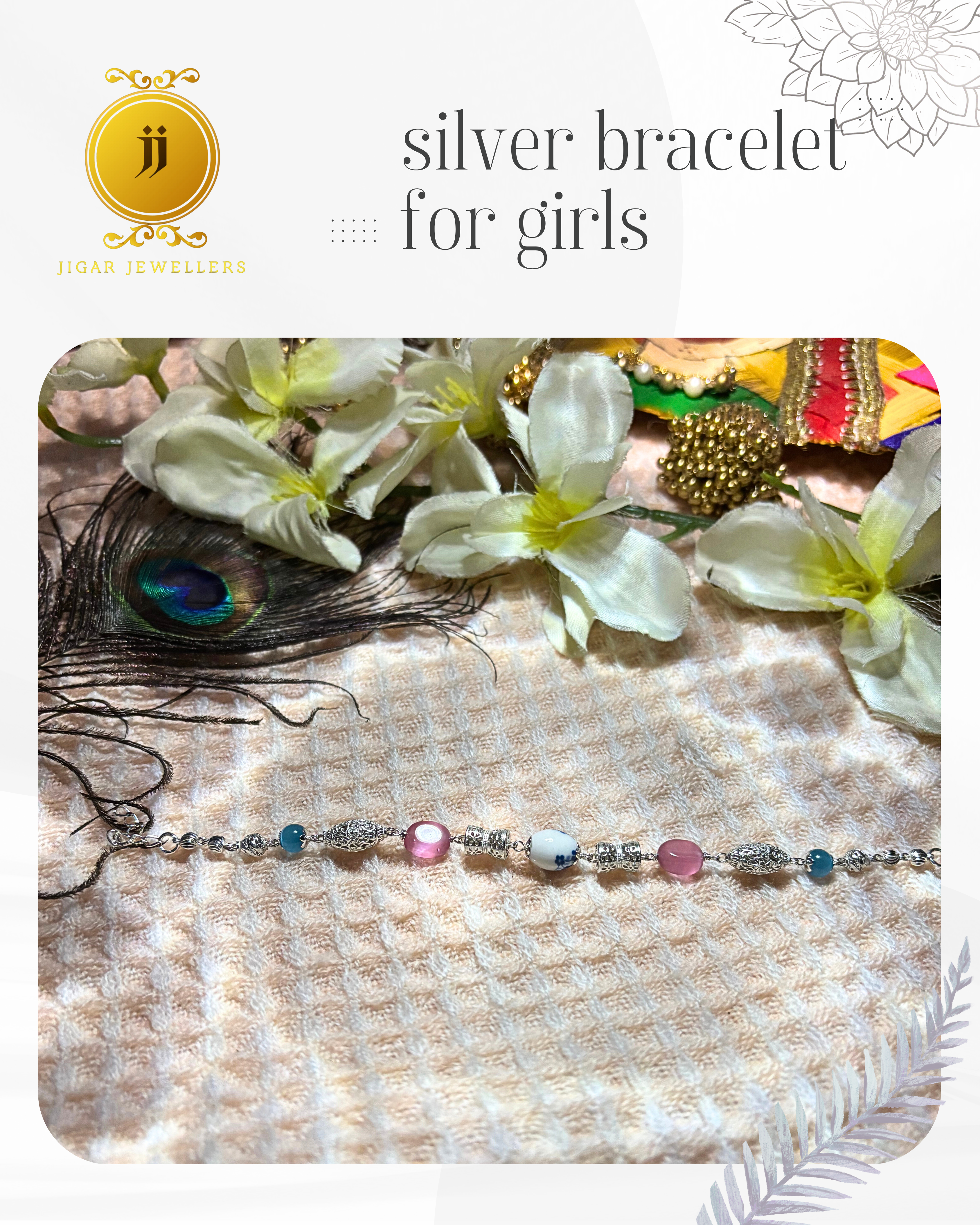Pure Silver Pink Ocean Bracelets For Her 7.38g Silver [with silver bill]