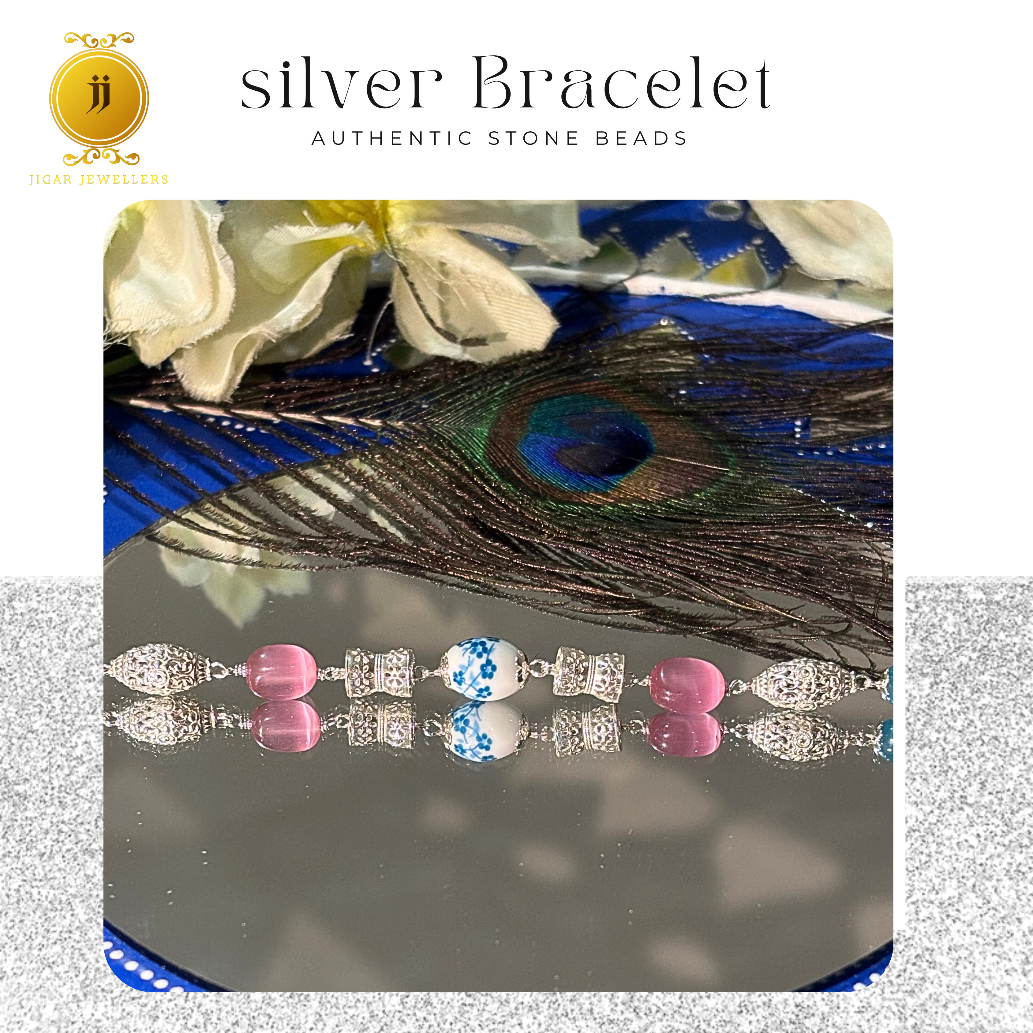 Pure Silver Pink Ocean Bracelets For Her 7.38g Silver [with silver bill]