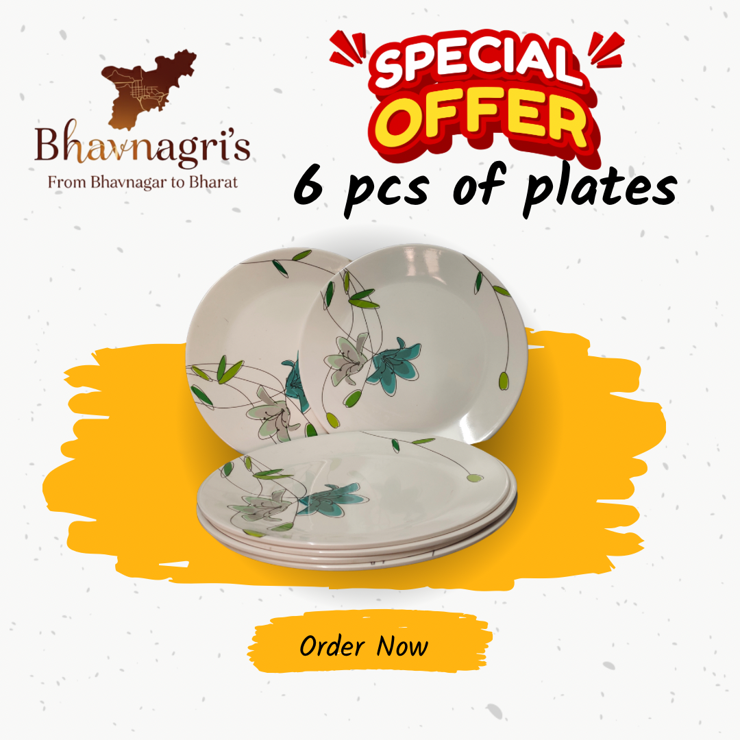 6-Piece Dinner Plate Set | Bhavnagri's Floral Designes