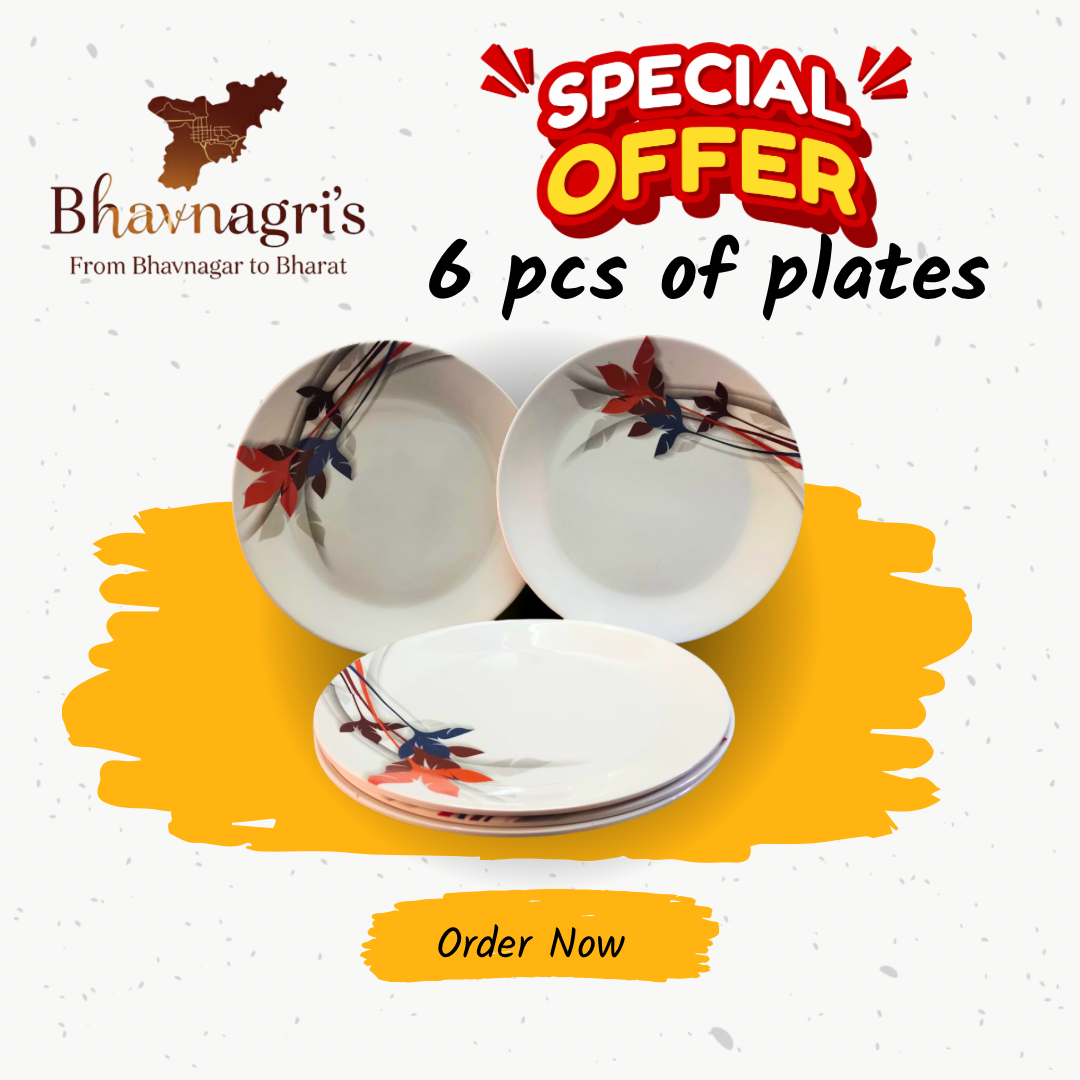 6-Piece Dinner Plate Set | Bhavnagri's Floral Designes