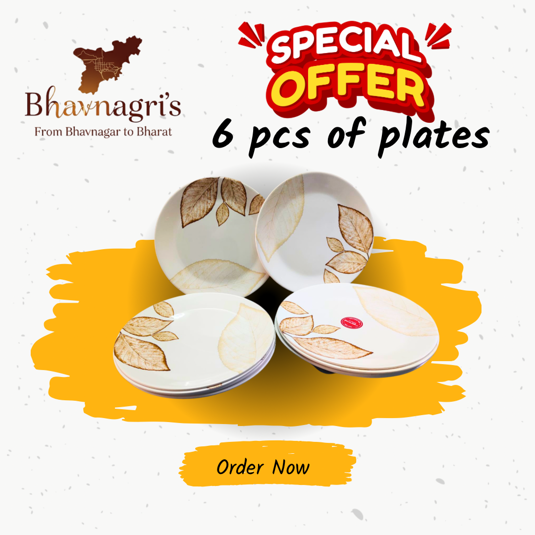6-Piece Dinner Plate Set | Bhavnagri's Floral Designes