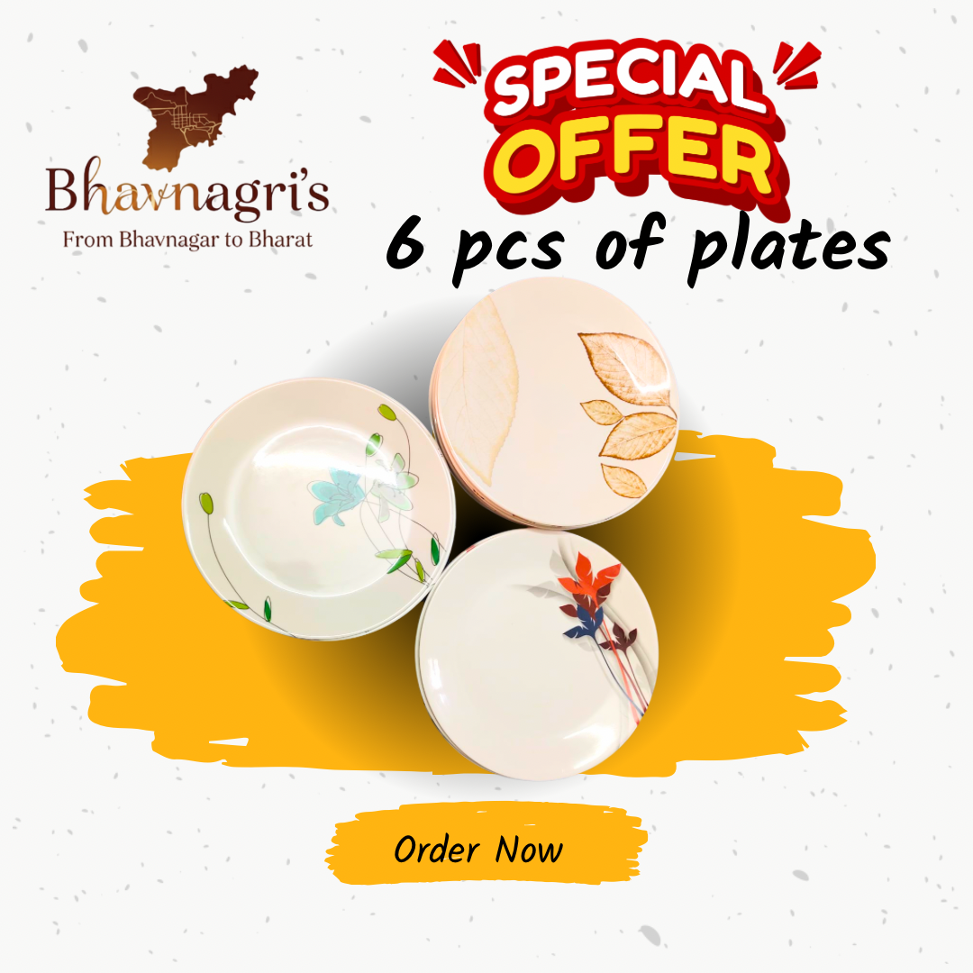 6-Piece Dinner Plate Set | Bhavnagri's Floral Designes