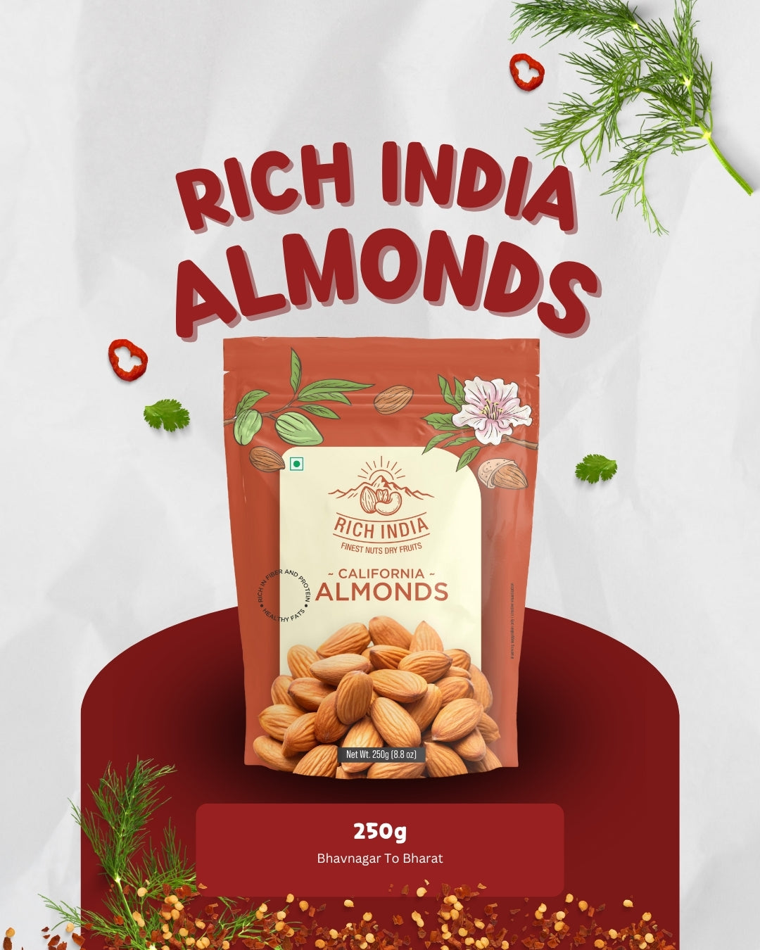 Rich India California Almonds - 250g