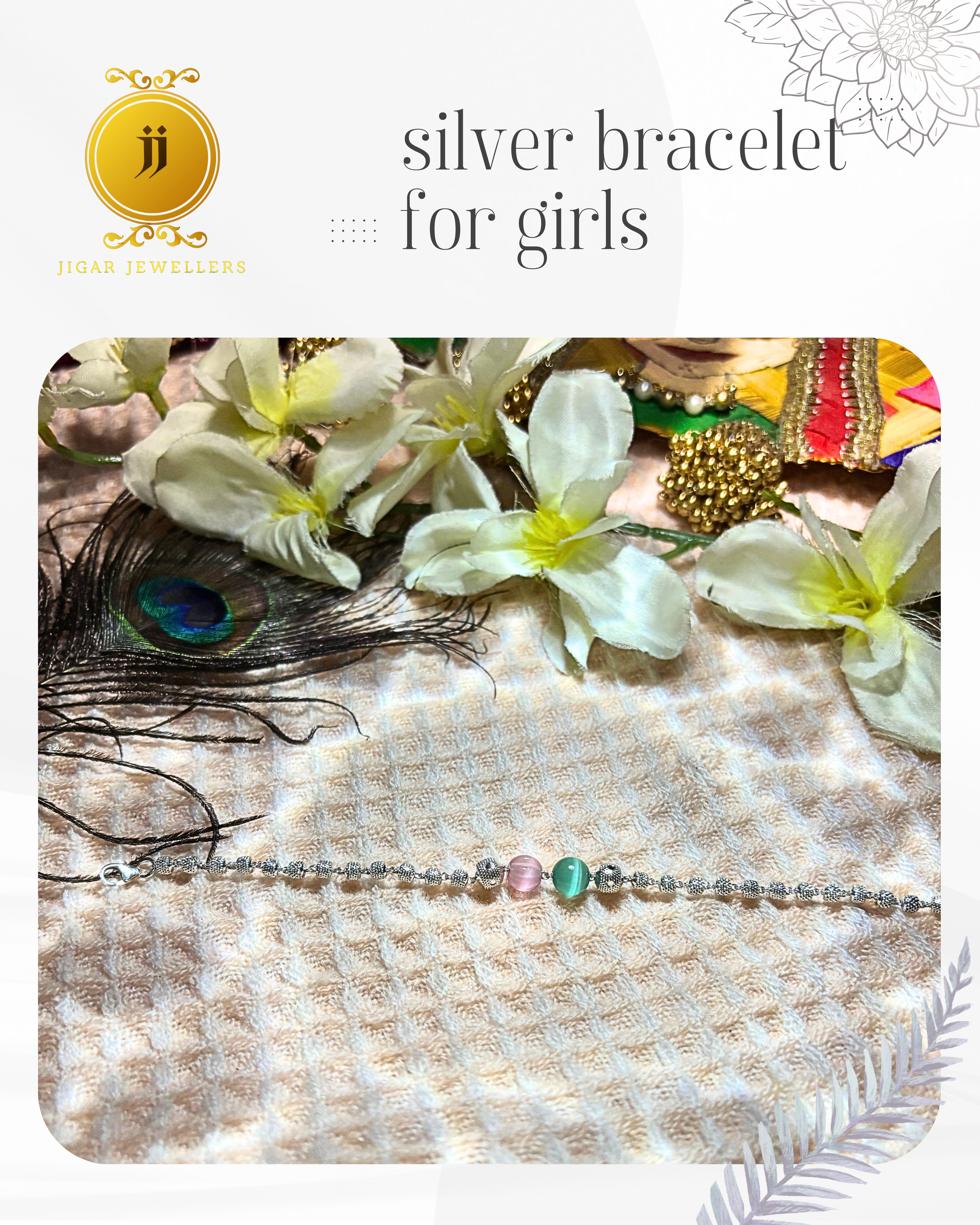 Pure Silver Duet Polished Quartz Bracelets For Her 6.20g Silver [with silver bill]