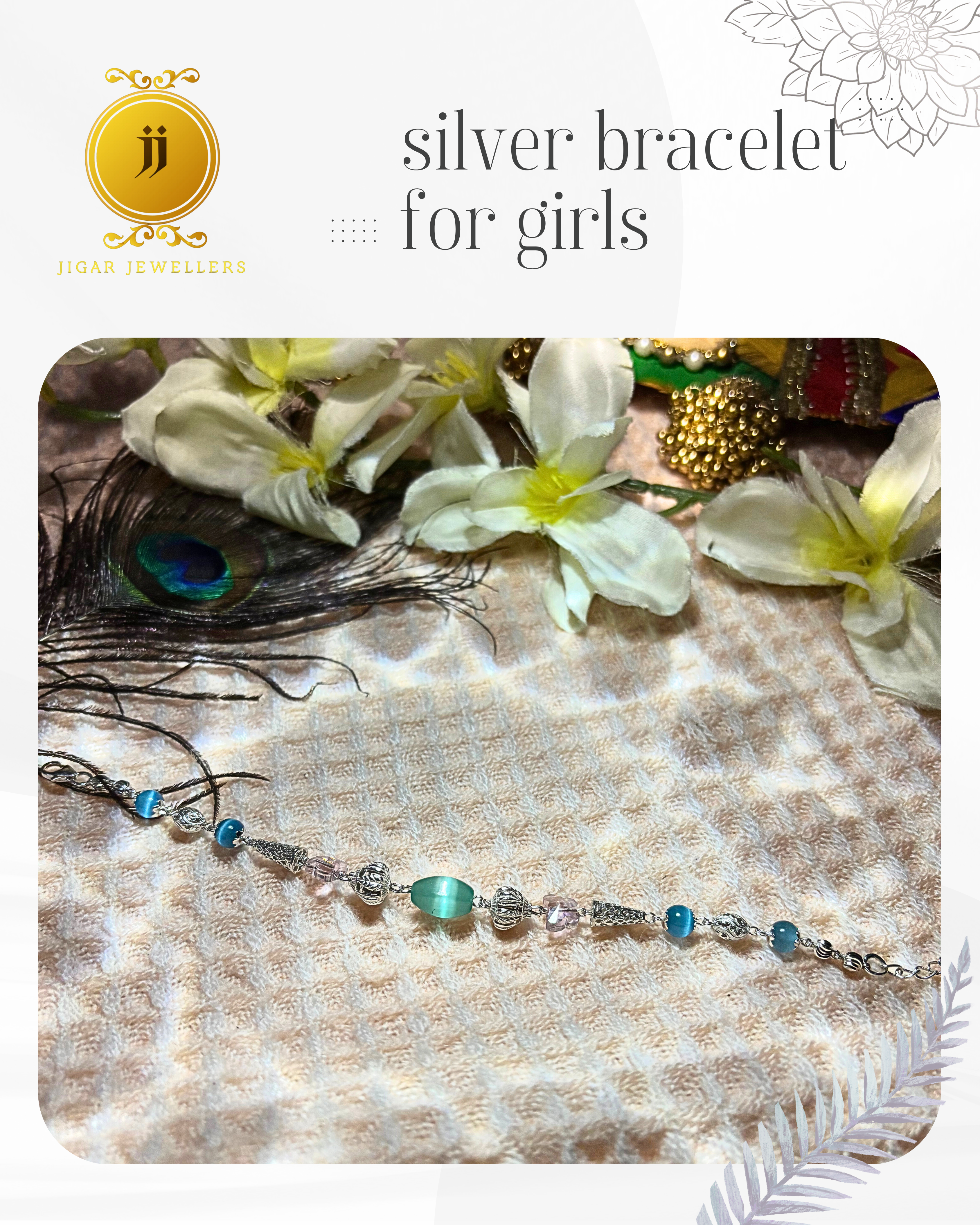 Pure Silver Dual Tone Cat's Eye Bracelets For Her 6.93g Silver [with silver bill]