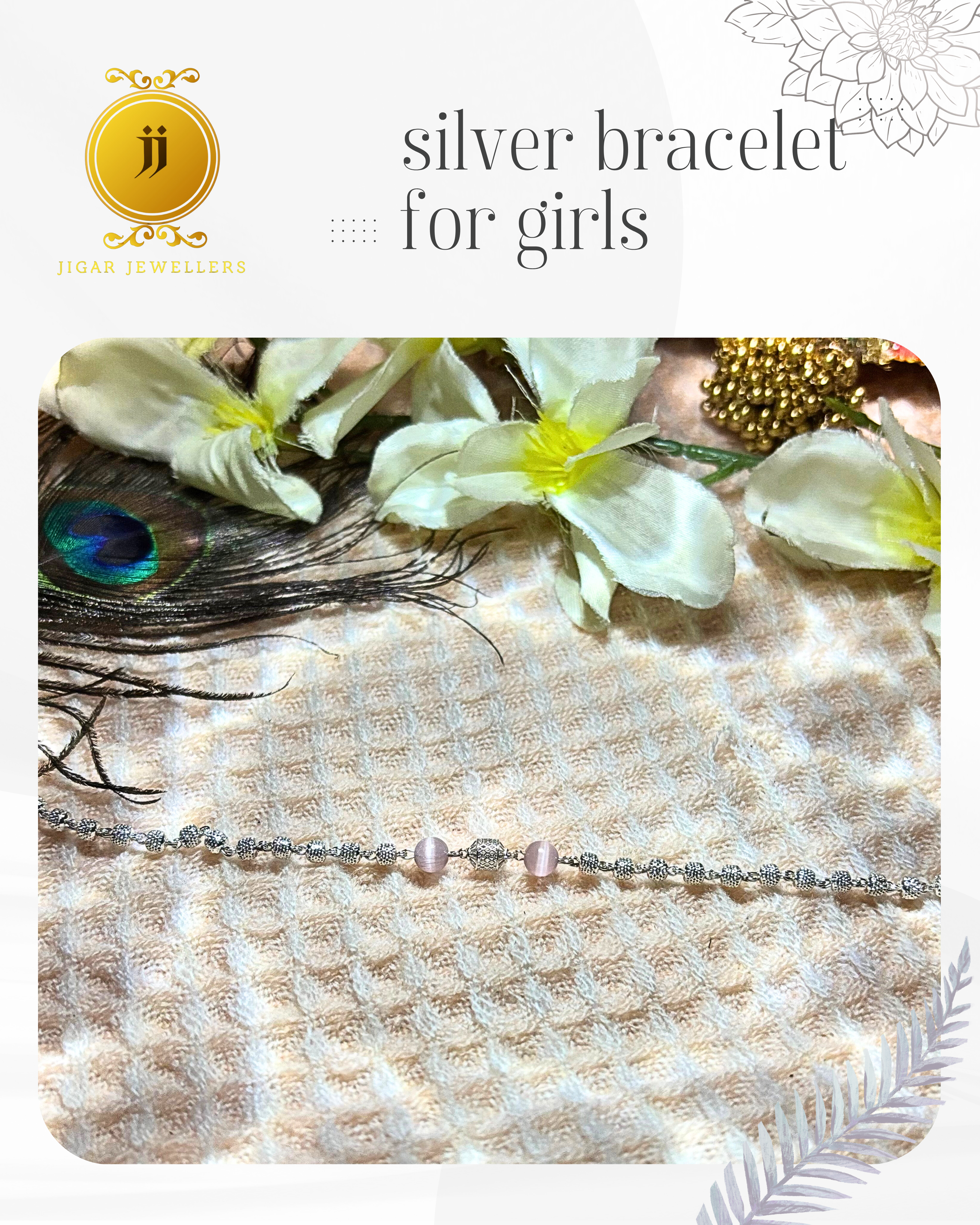 Pure Silver Whisper Pink Cat's Eye Bracelets For Her 5.33g Silver [with silver bill]