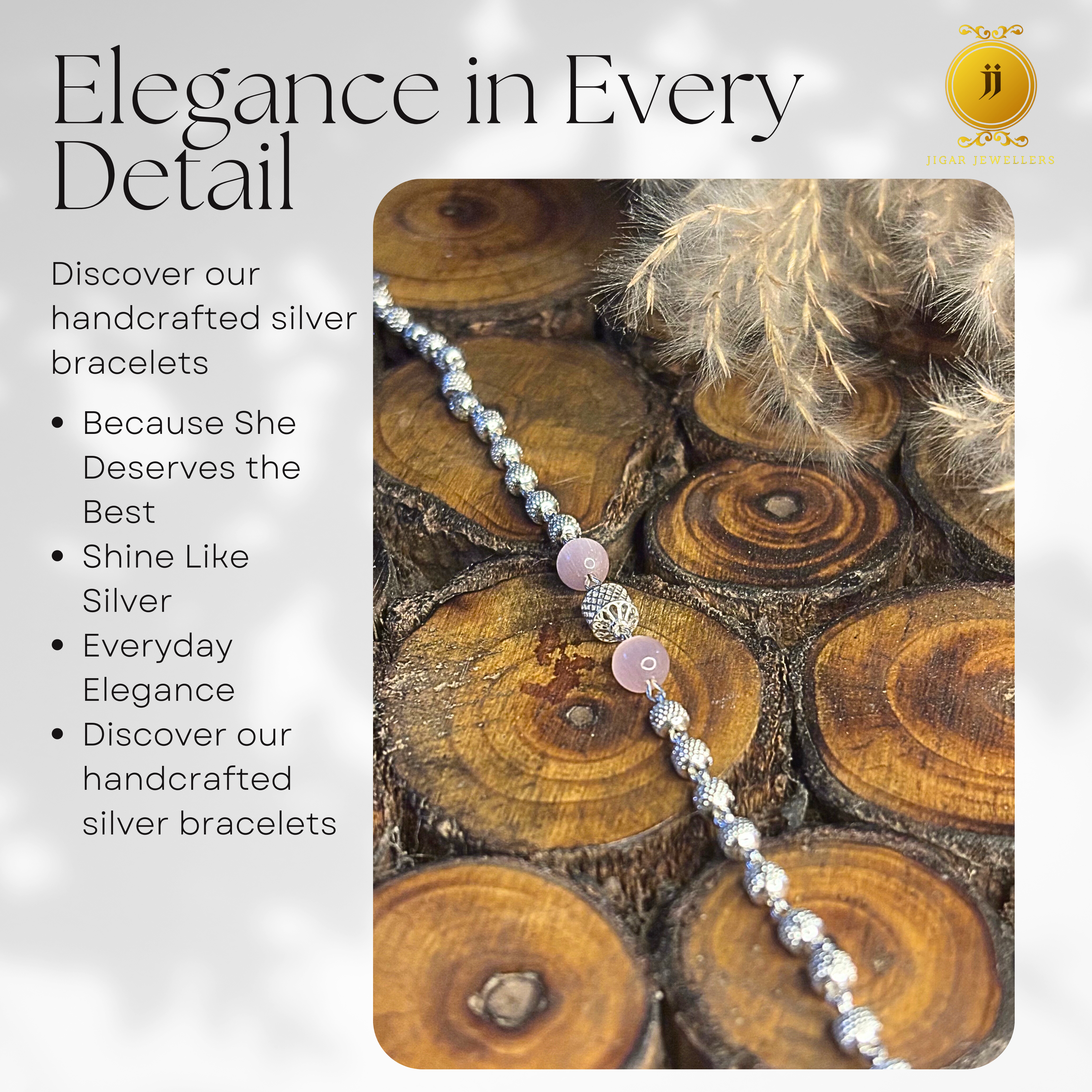 Pure Silver Whisper Pink Cat's Eye Bracelets For Her 5.33g Silver [with silver bill]