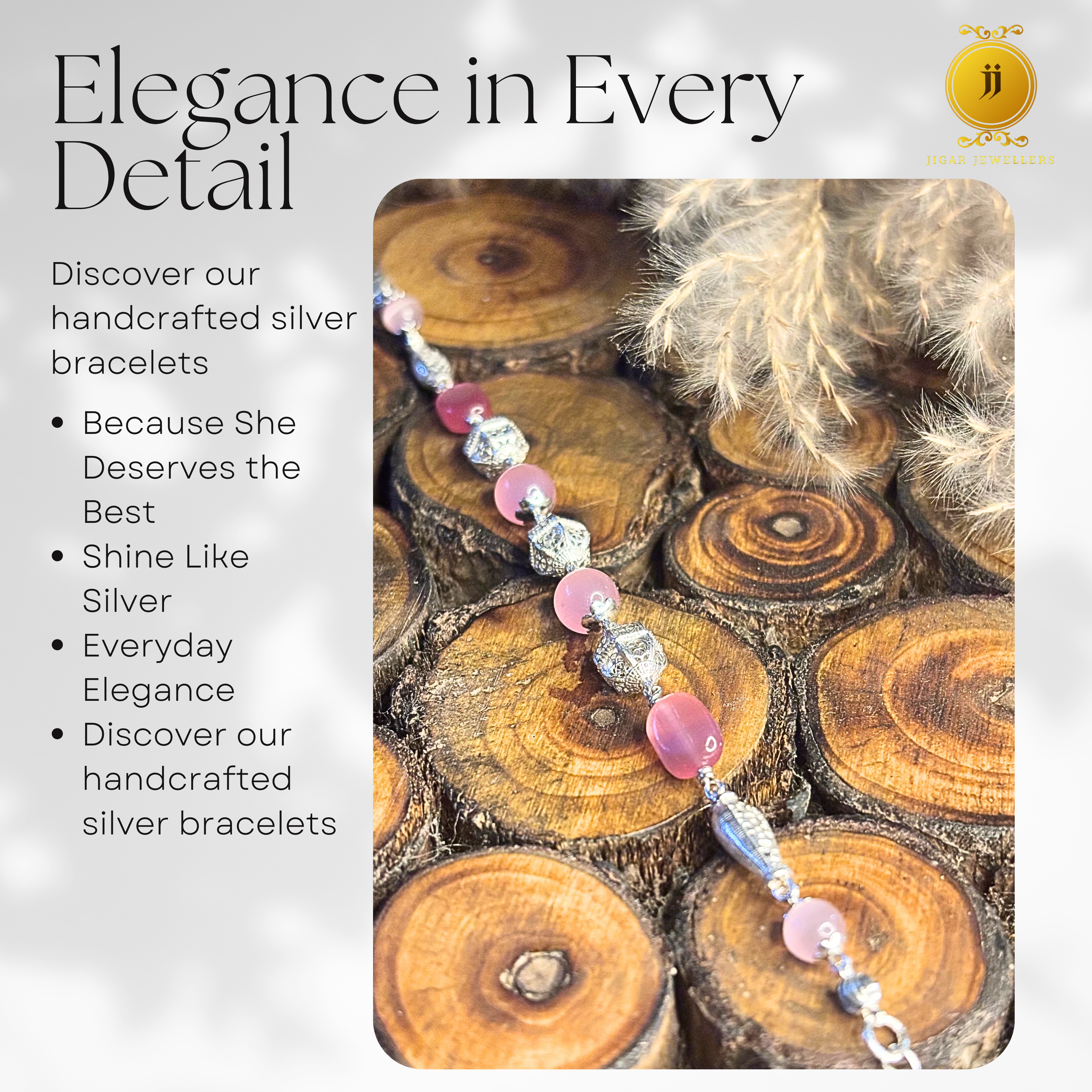 Pure Silver Pink Cat's Eye Bracelets For Her 8.00g Silver [with silver bill]
