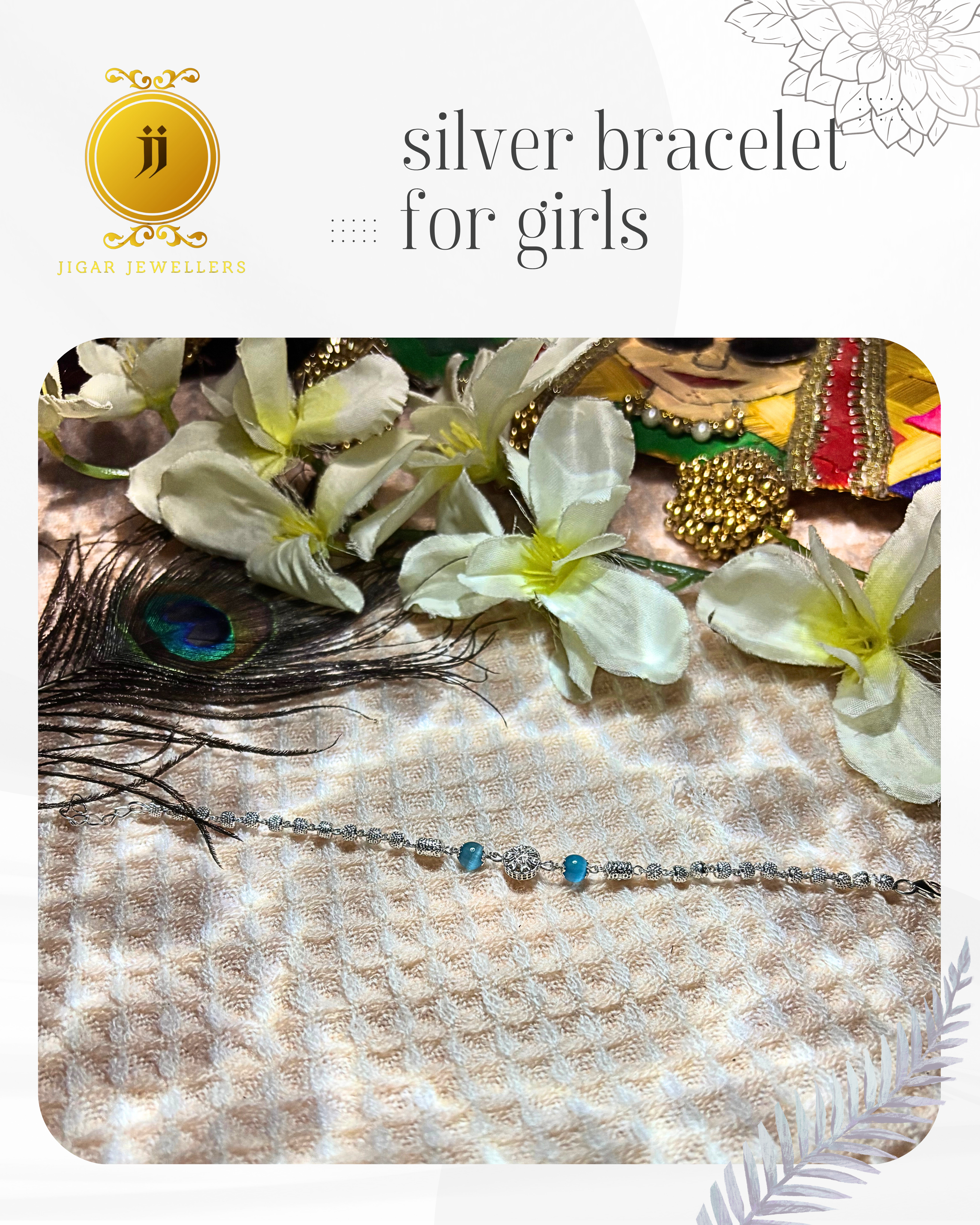 Pure Silver Teal Shimmer Cat's Eye Bracelets For Her 6.00g Silver [with silver bill]
