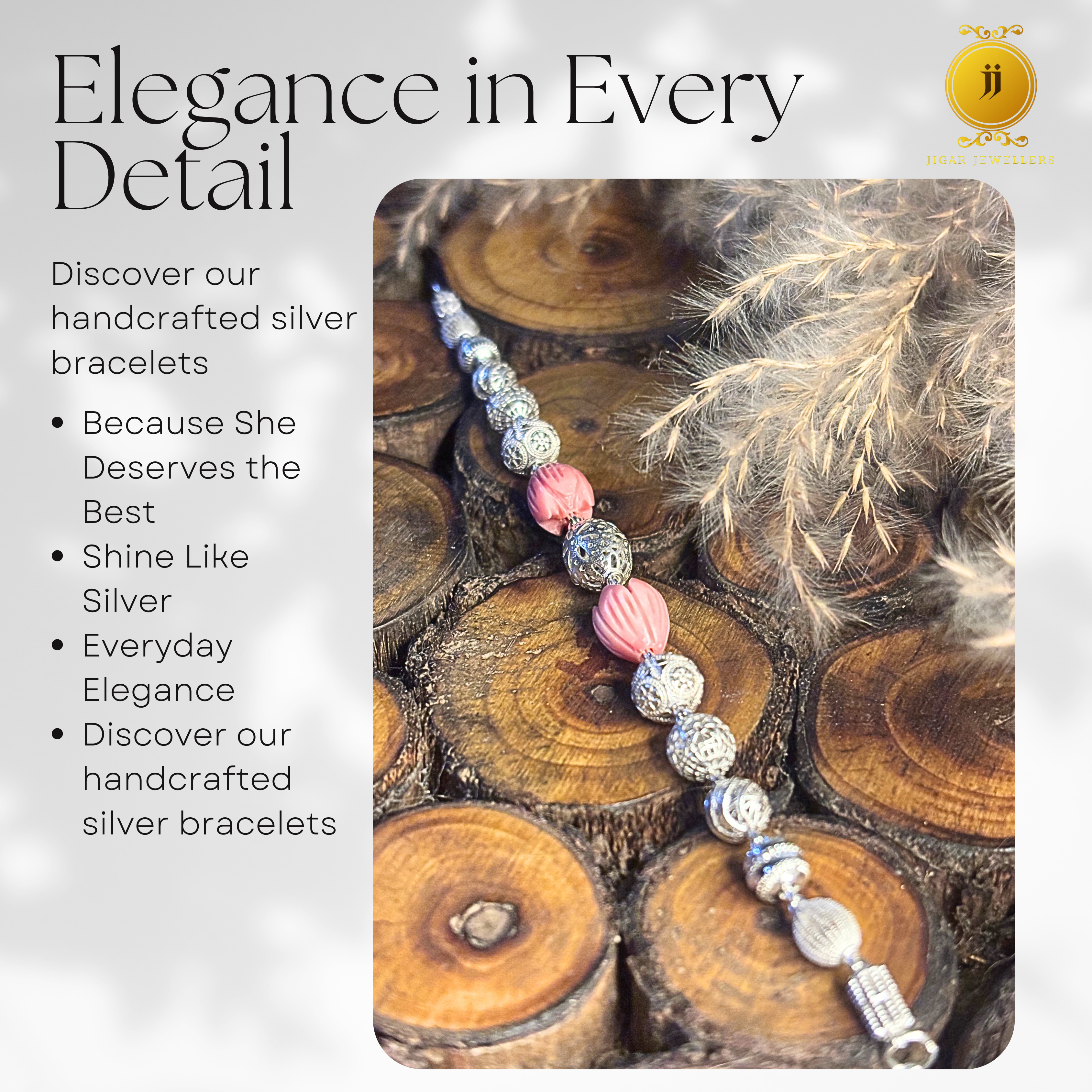 Pure Silver Blush Pink Quartz Bracelets For Her 7.00 Silver [with silver bill]