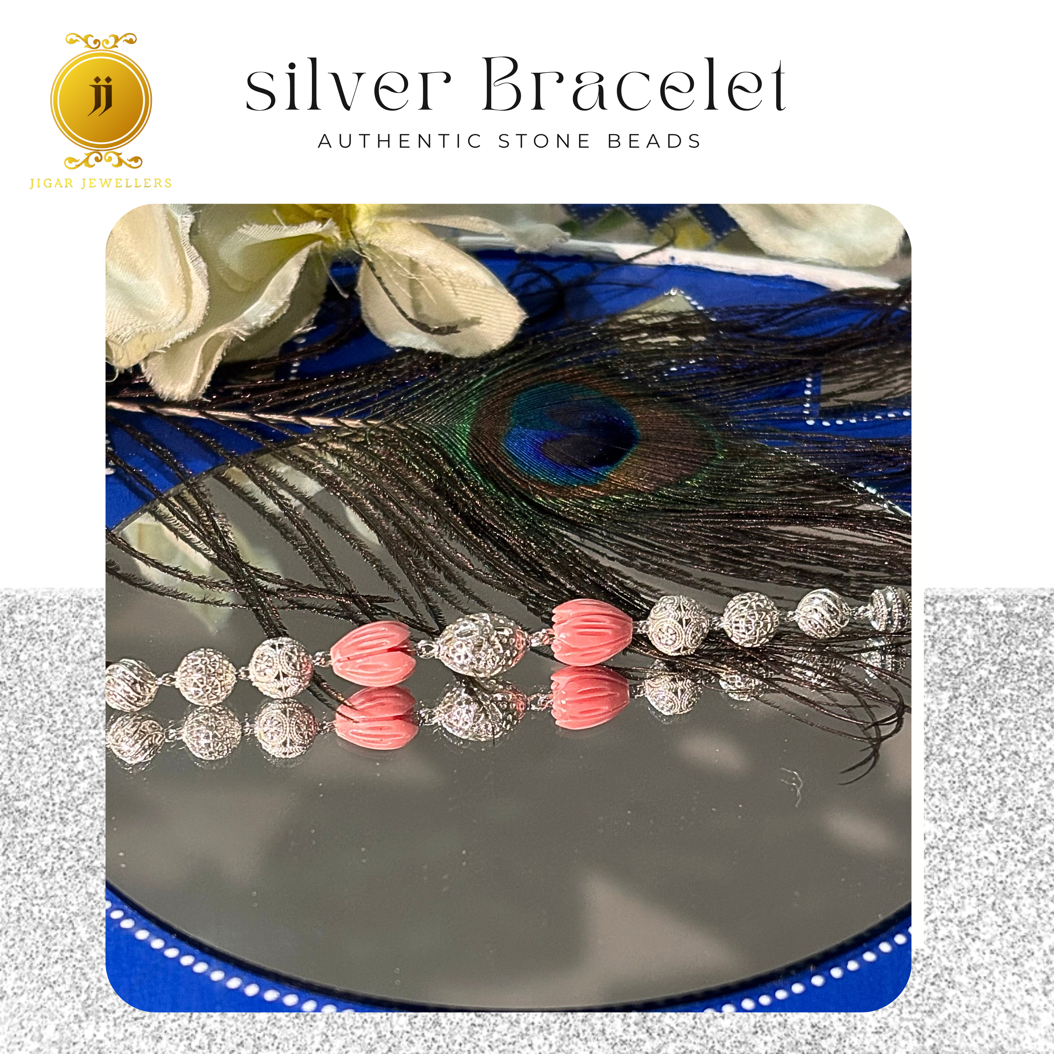 Pure Silver Blush Pink Quartz Bracelets For Her 7.00 Silver [with silver bill]