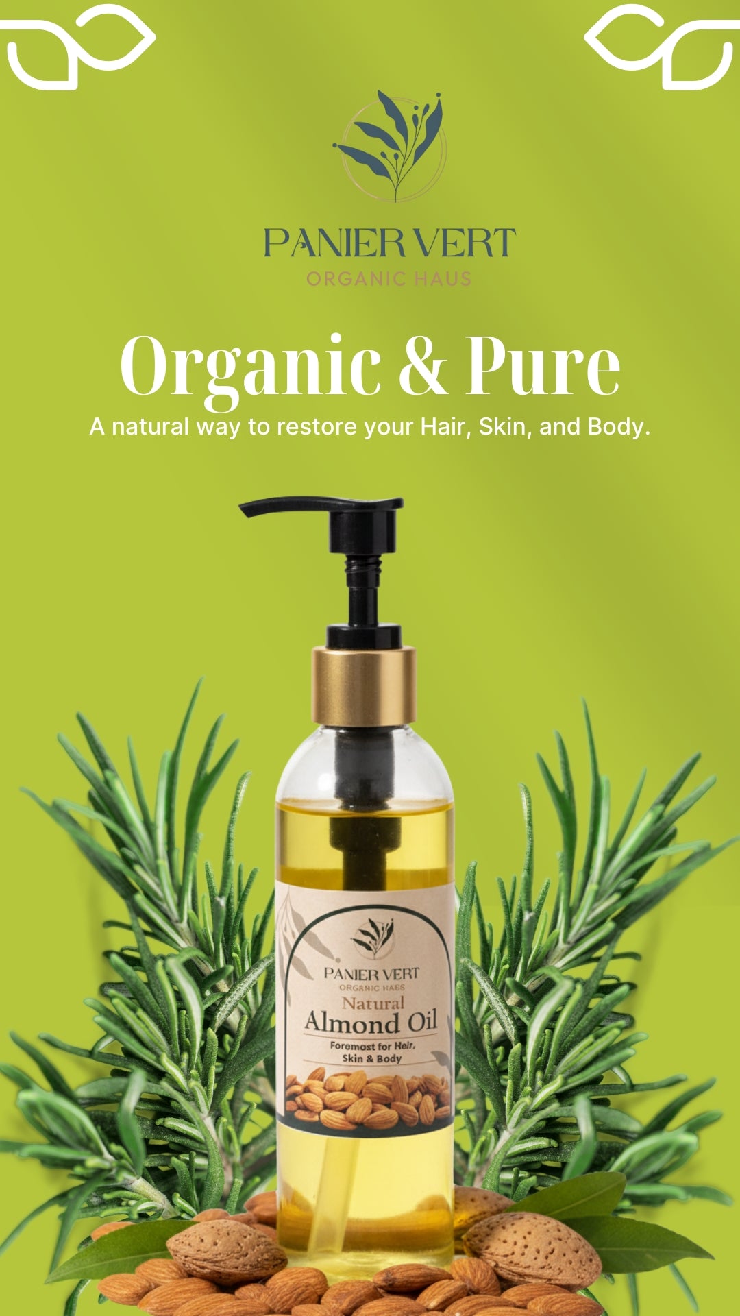 Panier Vert 100% Organic Natural Almond Oil