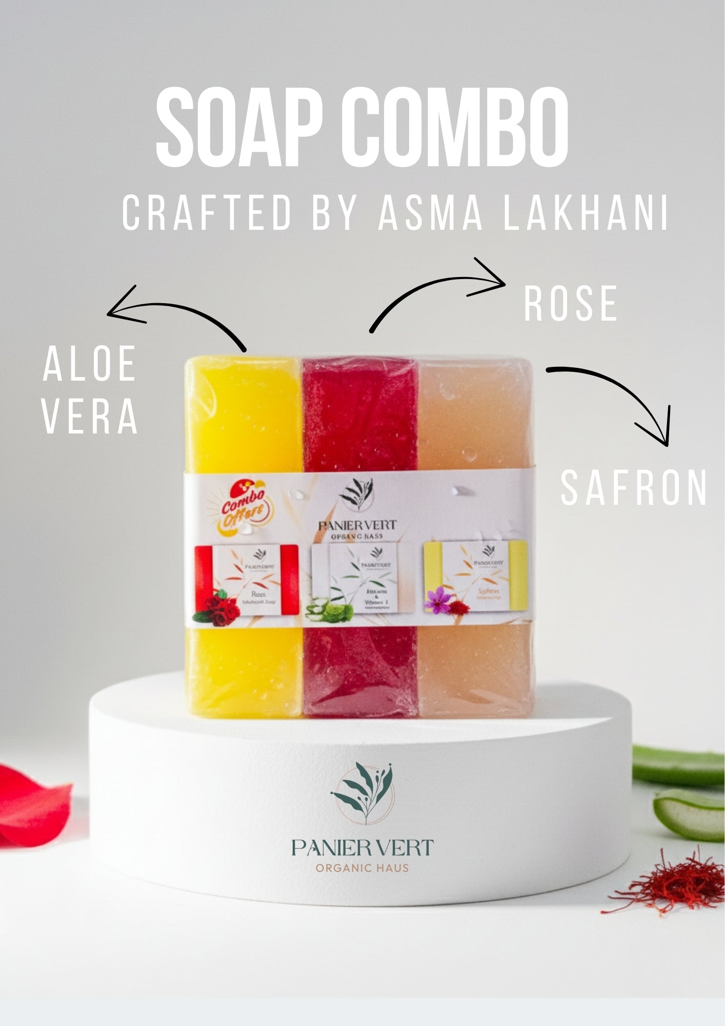 Panier Vert | Rose, Aloe Vera & Saffron Soap Combo